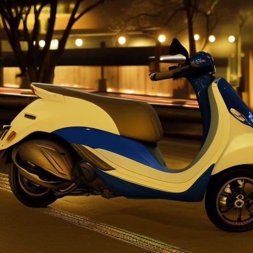 Piaggio in the dark only the Piaggio is illuminated to watch