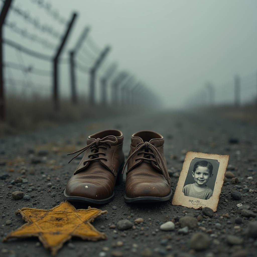 Abandoned Shoes Amidst a Desolate, Forgotten Landscape