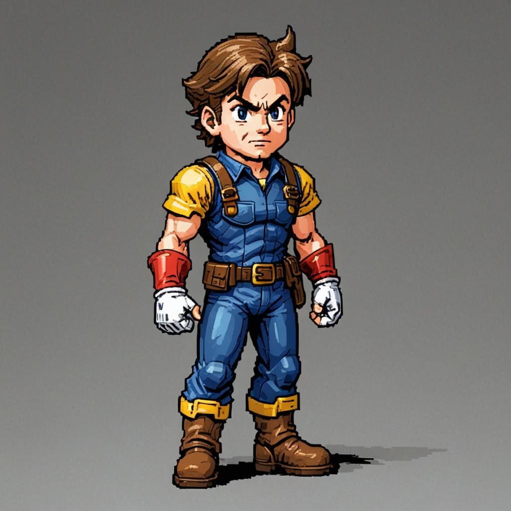 A 16-bit hero in a video game  by @undefined