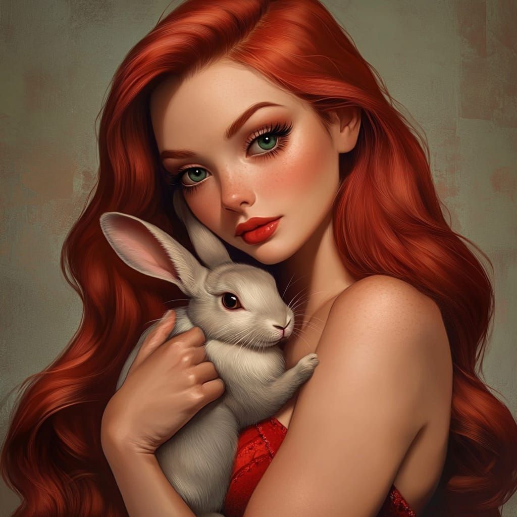 Jessica Rabbit holding a rabbit