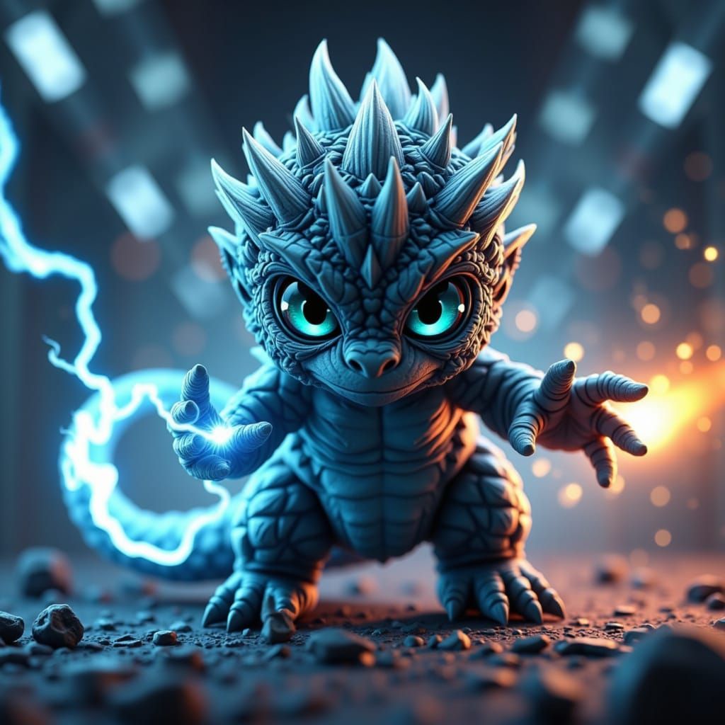 <lora:Chibi-Chibi:1.0> a chibi Godzilla with electrostatic charge