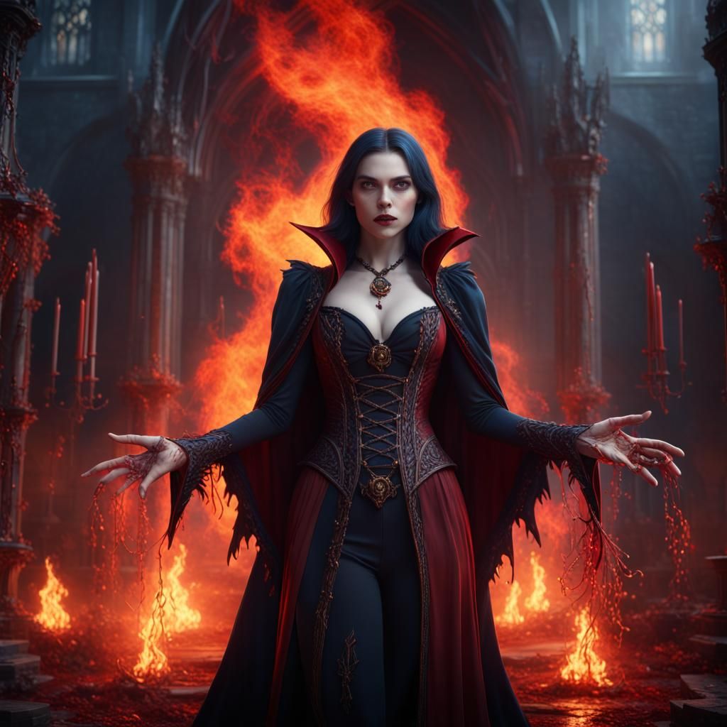 Vampire Sorcerer Magic Woman Blood Magic Fire Magic AI Generated   JyejiVLVA1QZOdO9DrOp  1  Za5ue 