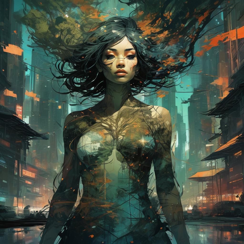 Double exposure, double exposure girl surreal #02