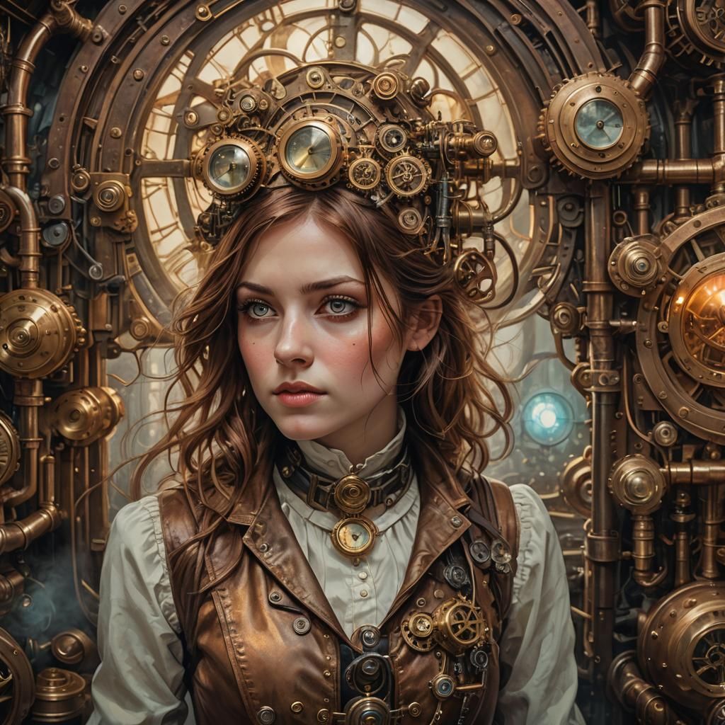 Amidst the whirring of clockwork machinery, an intrepid expl...