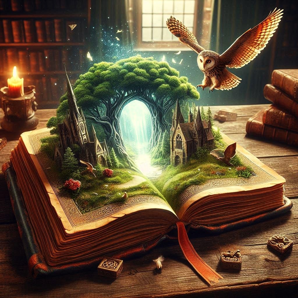magic book with owl