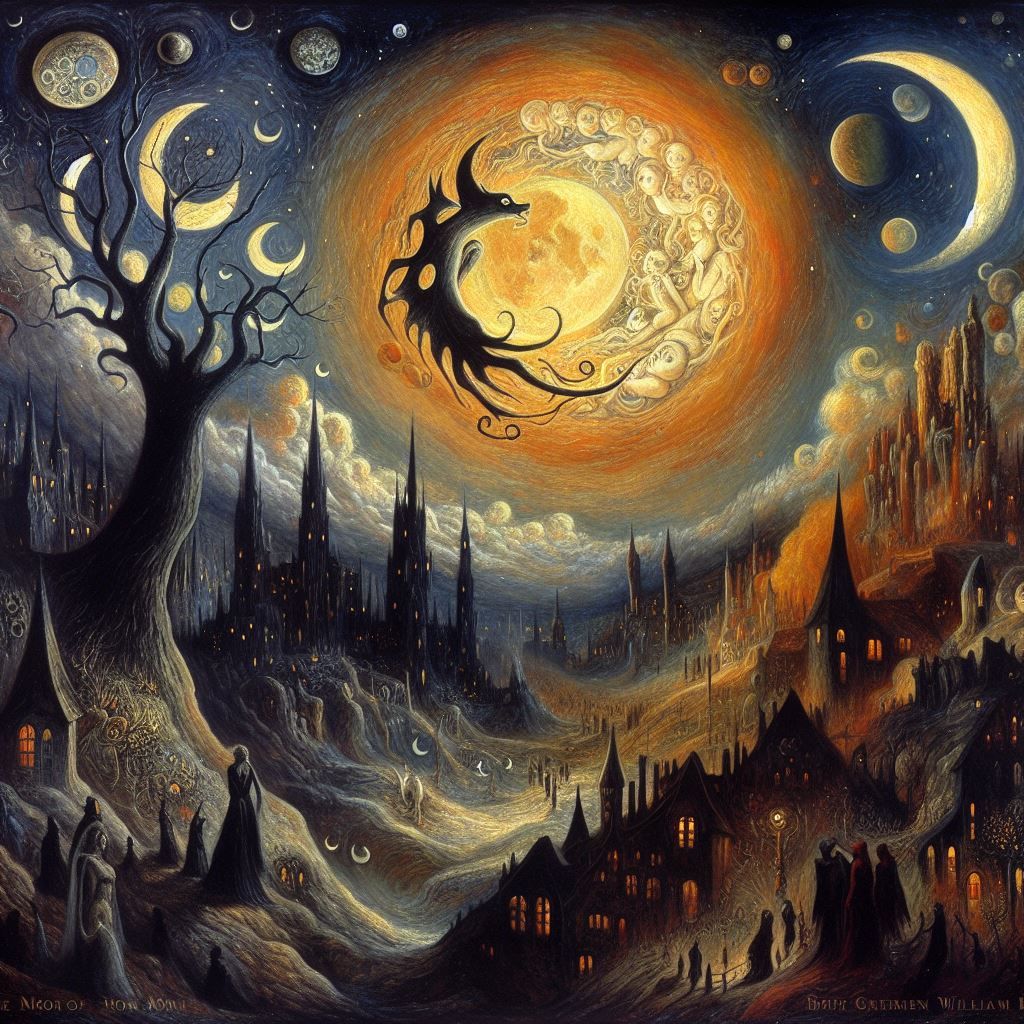 Poème de René Char Lunes et nuit, vous êtes un loup de velours noir, village, sur la veillée de mon amour