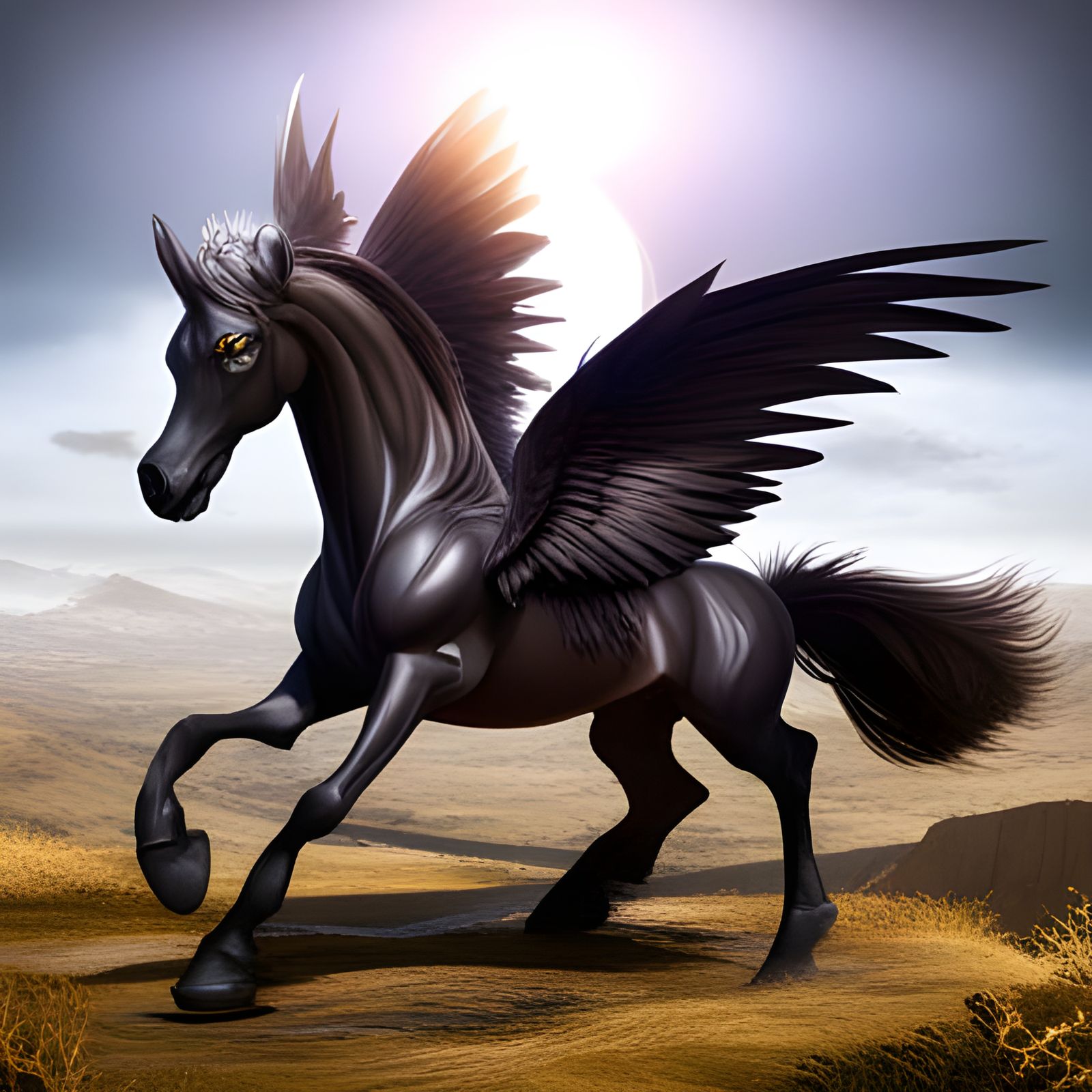 black horse standing up - AI Generated Artwork - NightCafe Creator