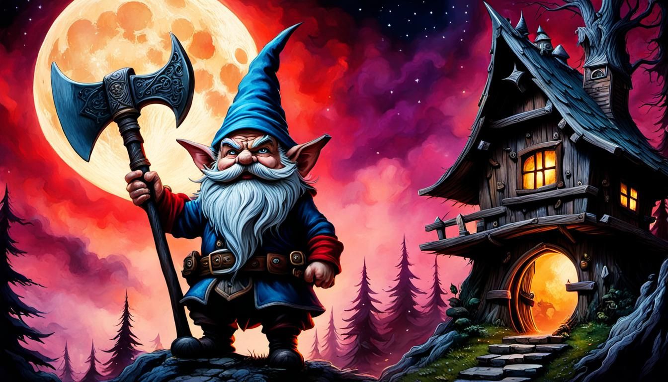 Forest Gnome with an Axe  by @Strangery