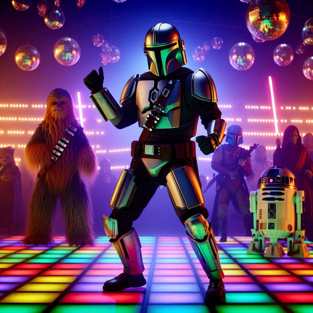 Mando doing the robot