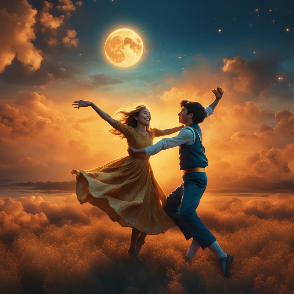 Ethereal Dance Under Vibrant Skies in Cinematic Film Style