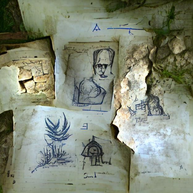 Enigmatic sketches found in the ruin