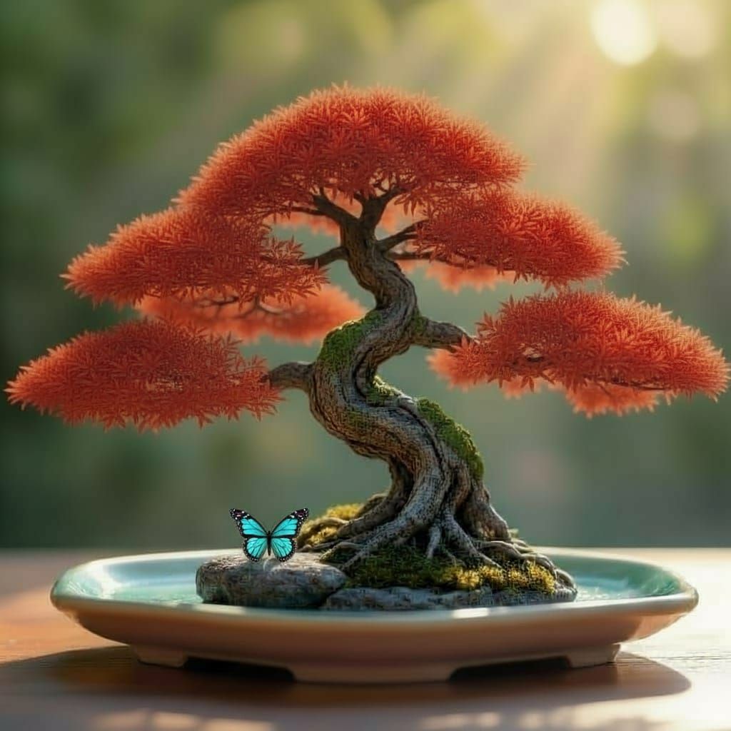 Bonsai in the light.