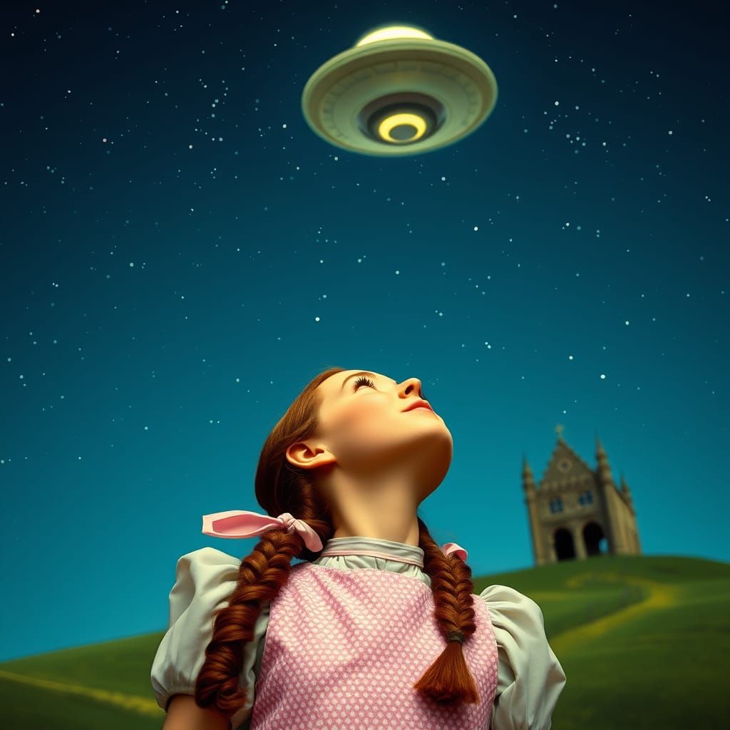 A realistic photograph of Dorothy in The wizard of Oz