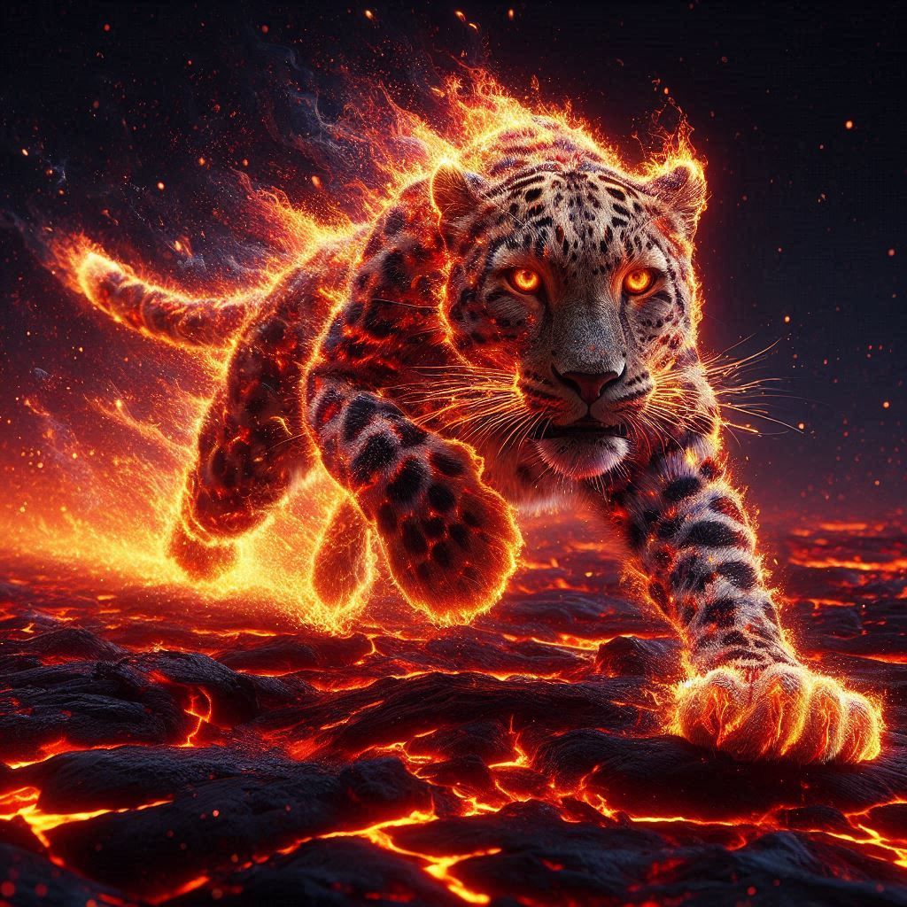 Leopard like a Fiery inferno
