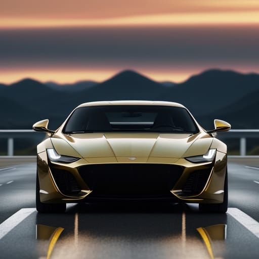 Luxury Cars on Highway at Sunset