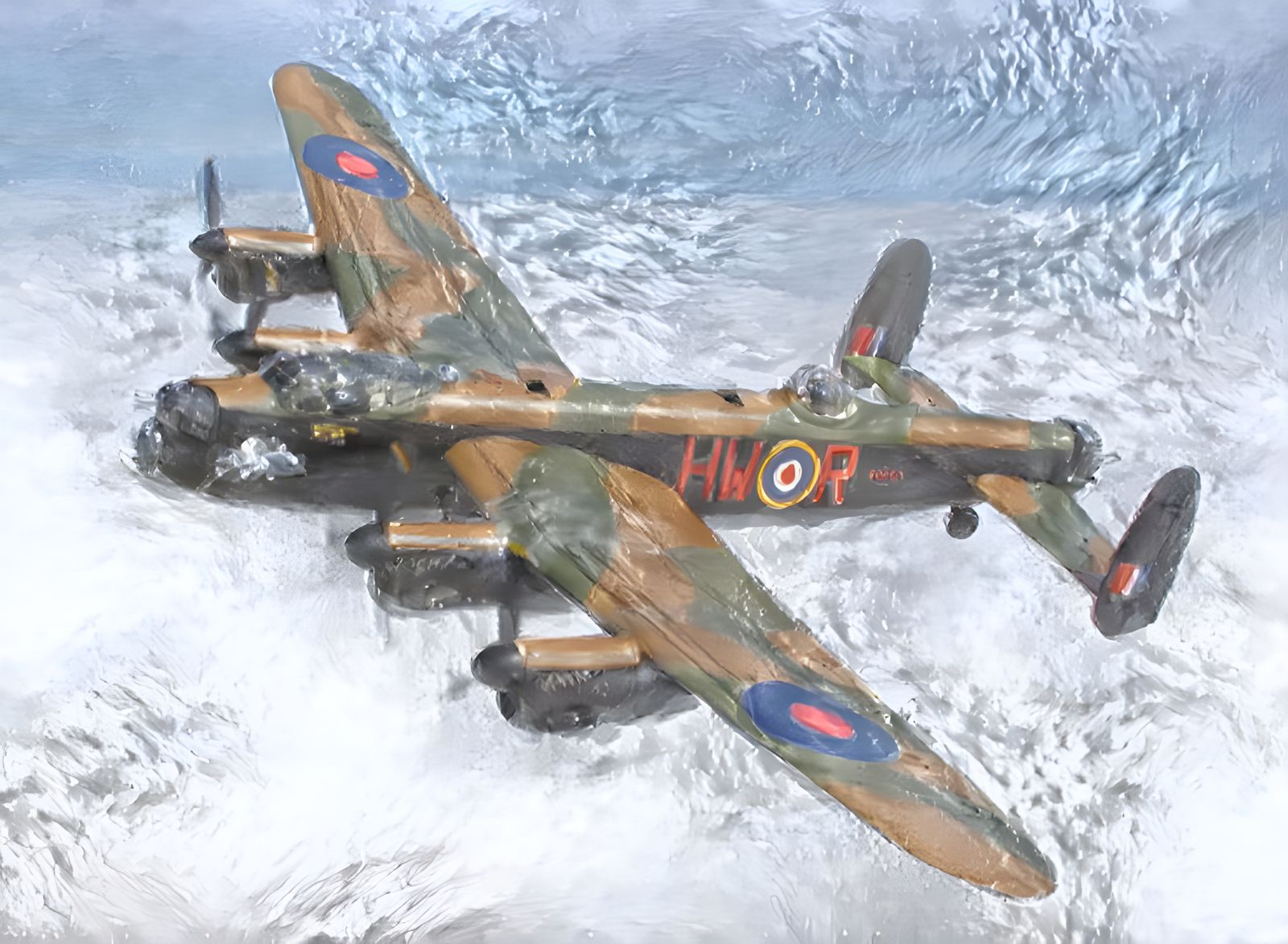 Lancaster Bomber through clouds