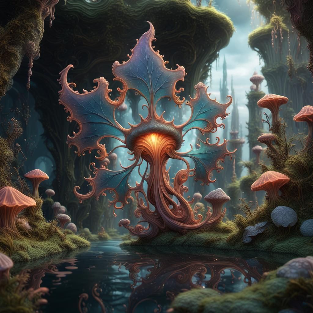 Enchanted Fairy amoeba, detailed matte painting, deep color,...