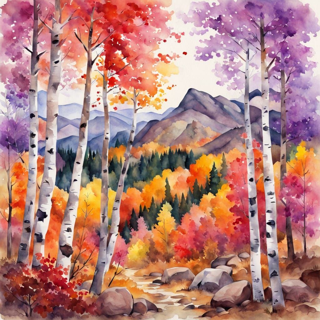 Birch Forest in Autumn  by @Enesir