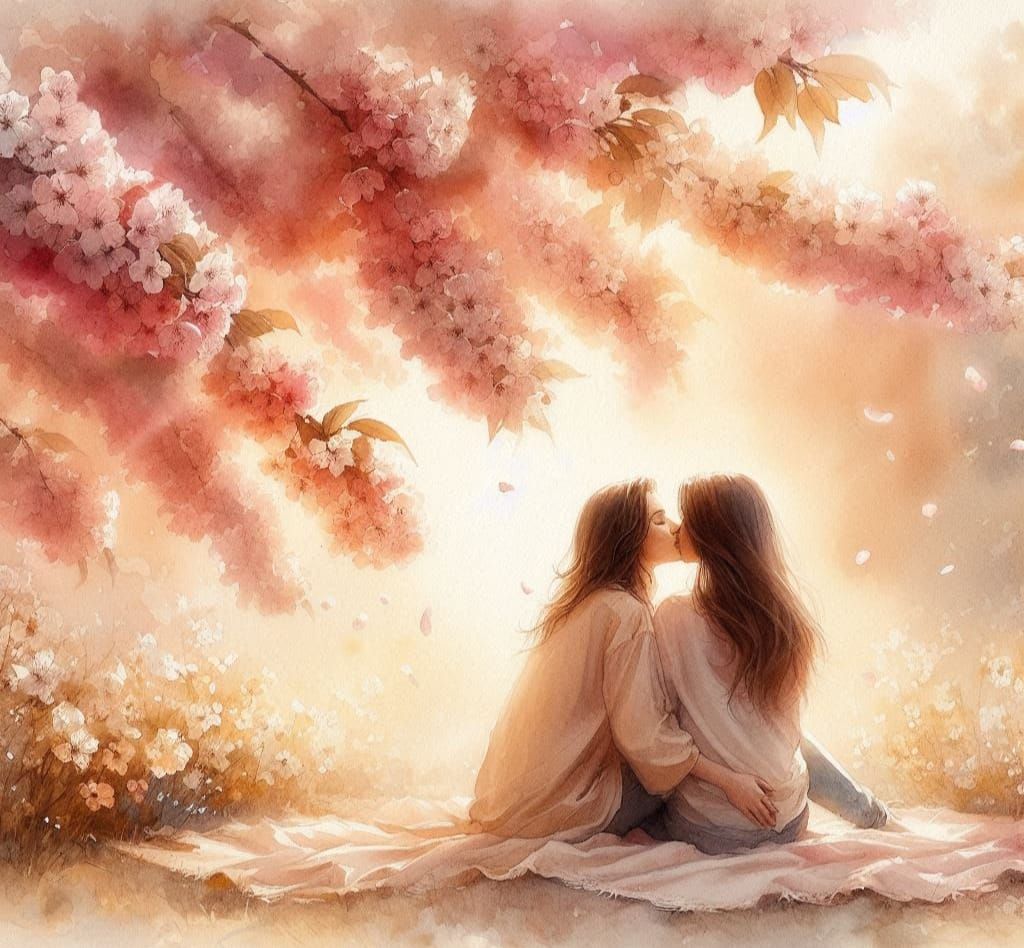 Kiss Beneath Cherry Blossums
