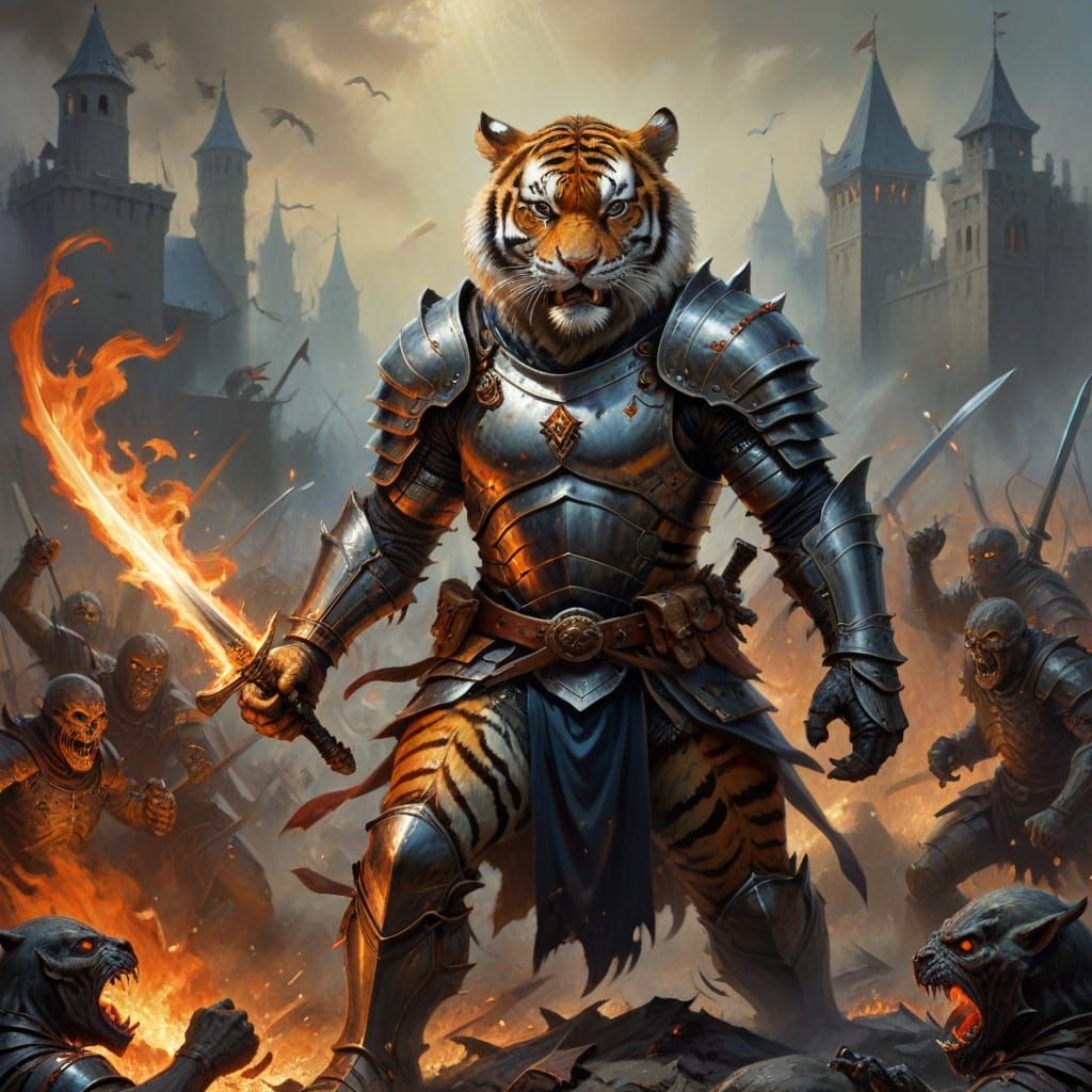 Tiger Knight - Sir Stripes  by @BittenHead
