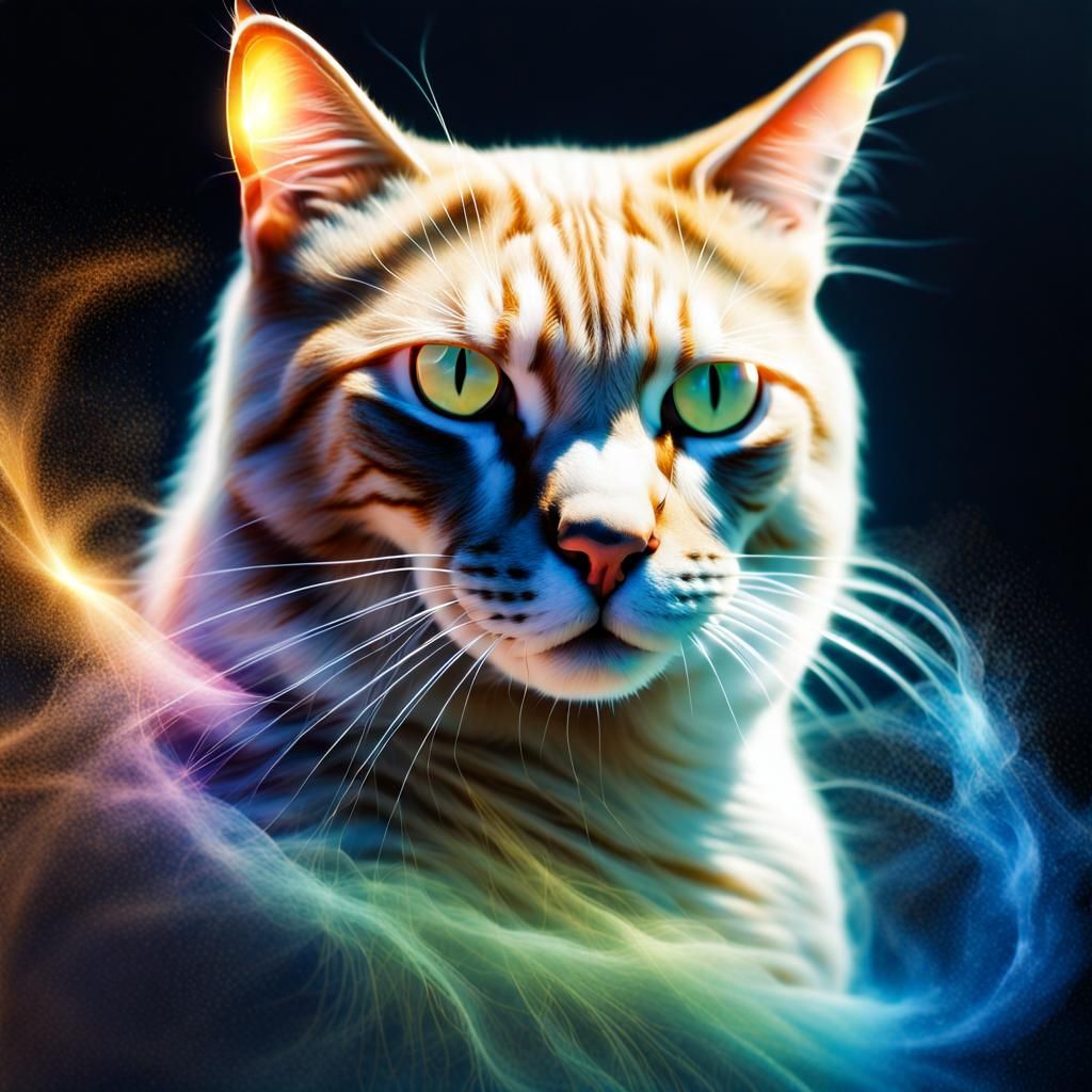 multiple exposures, cat of air, 8k resolution,  airbrush art...