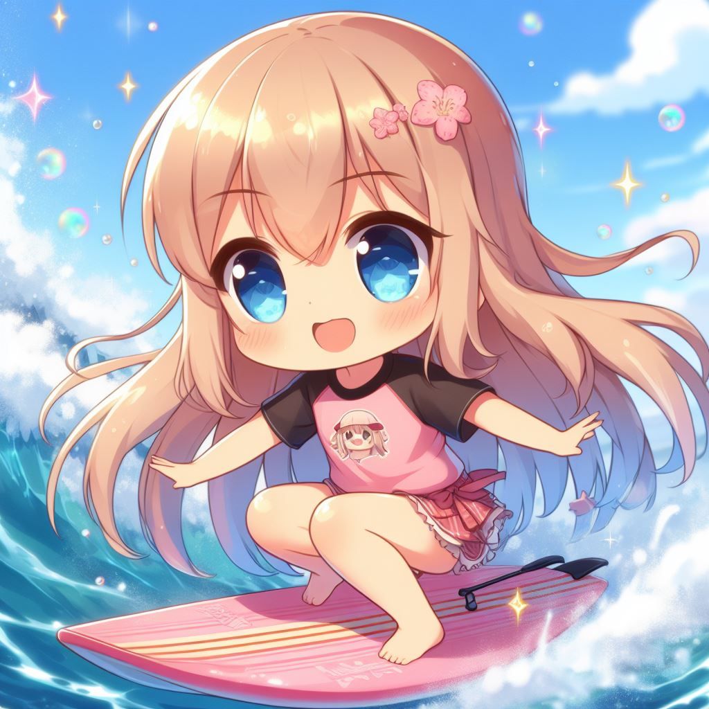 Cute Blonde surfing