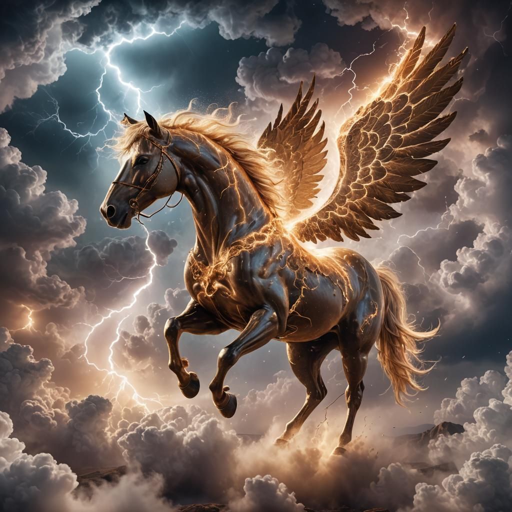 flying horse with wings of lightning, Nano Cyborg Transforme...