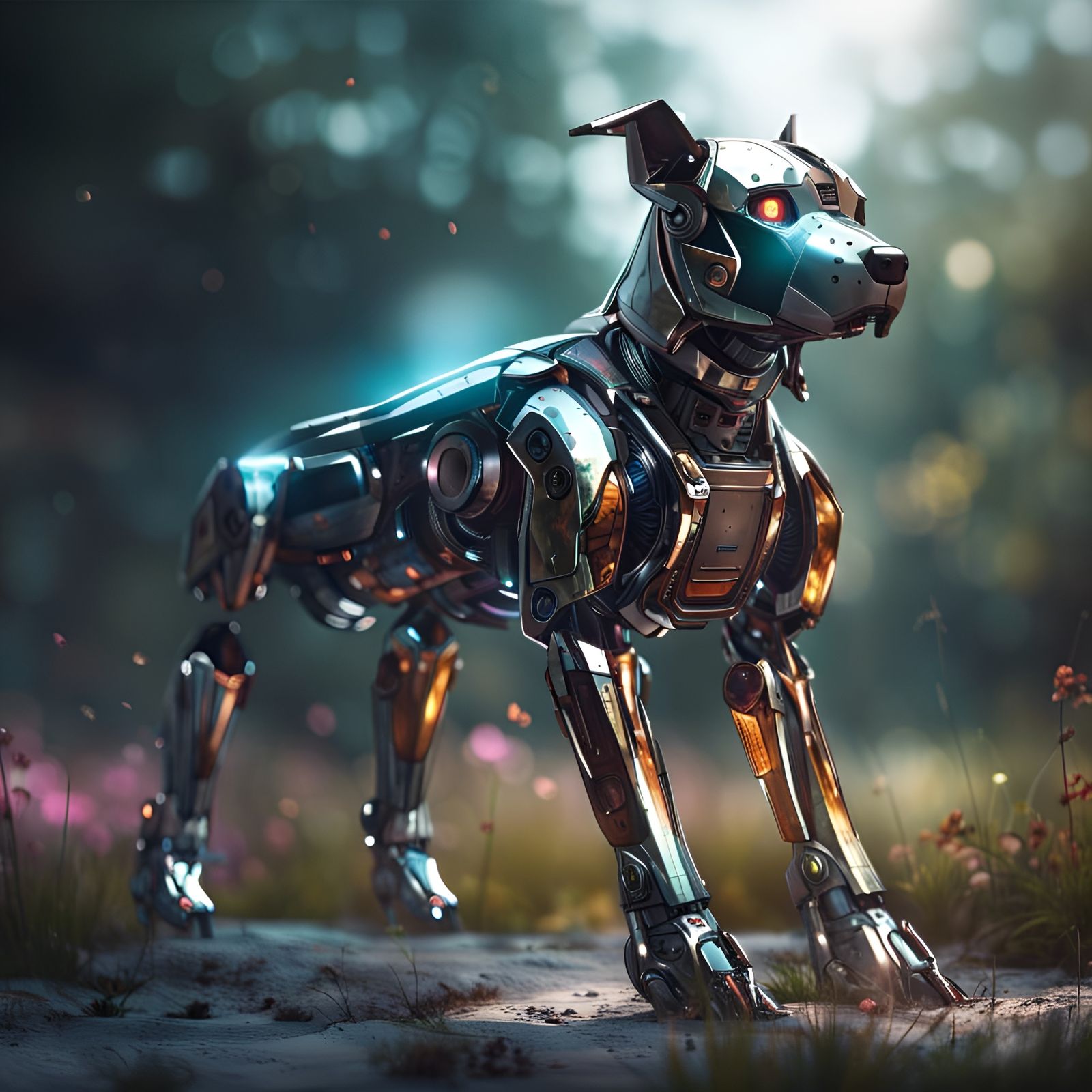 Impressive Robot Dog in Hyperrealistic Style