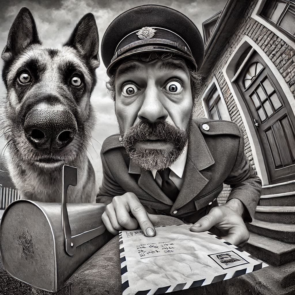 Portrait of a worker - the postman became friends with this dog.