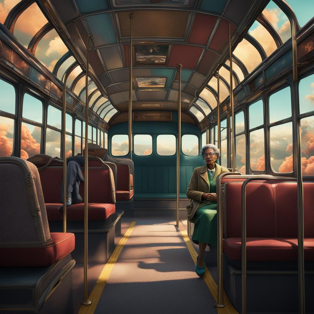 Rosa Parks riding a bus  by @BTMO