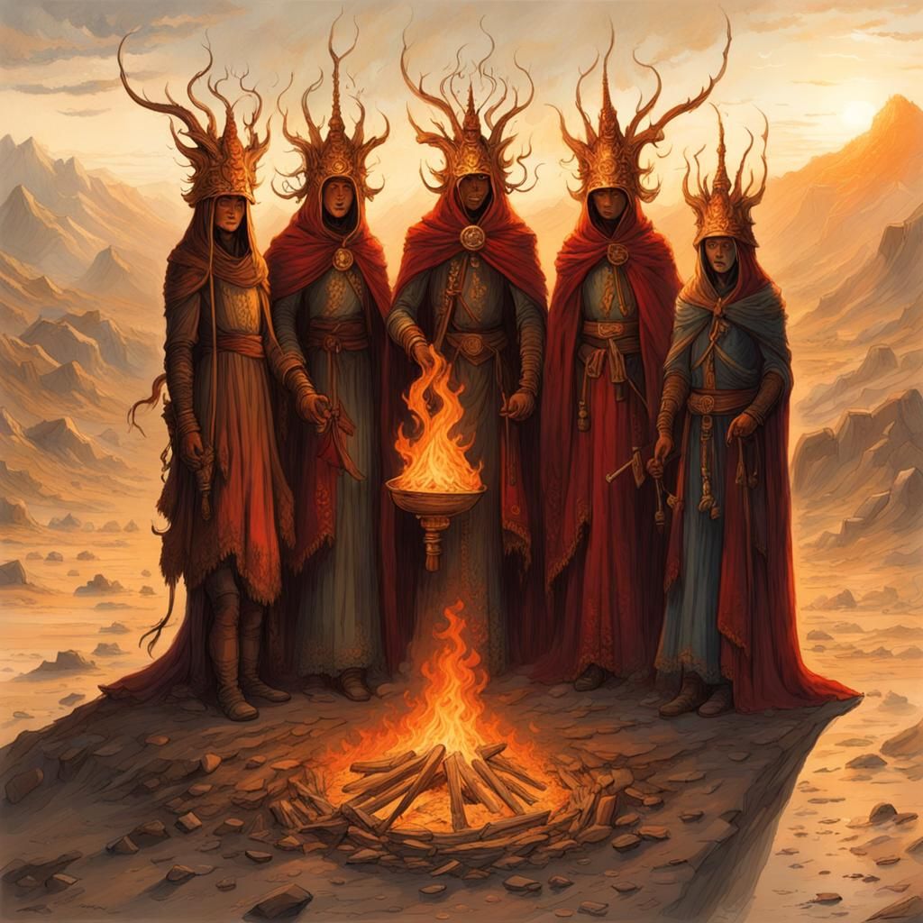 The Sisterhood of Fire awaits the Burning Man in the high mo...