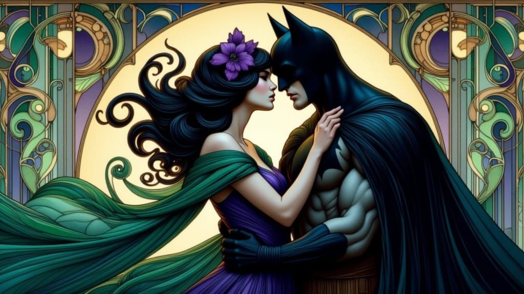 Catwoman and Batman, Art Nouveau.