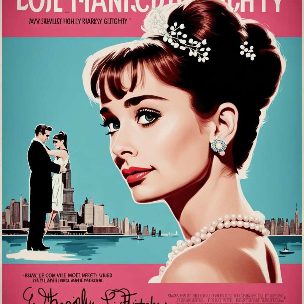 Romantic movie poster with Holly Golightly - AI Generated Artwork ...