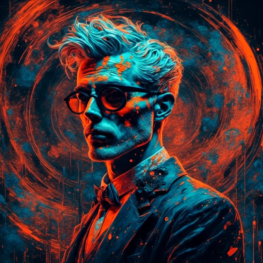  <lora:Fury2:1.0> pastel sci-fi tattood handsome gentleman neon