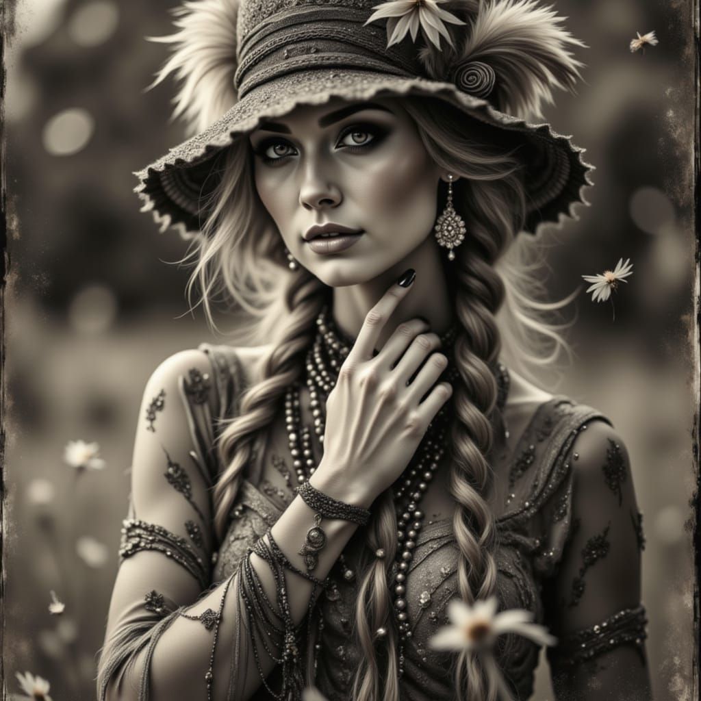 Flapper girl embracing boho chic fashion