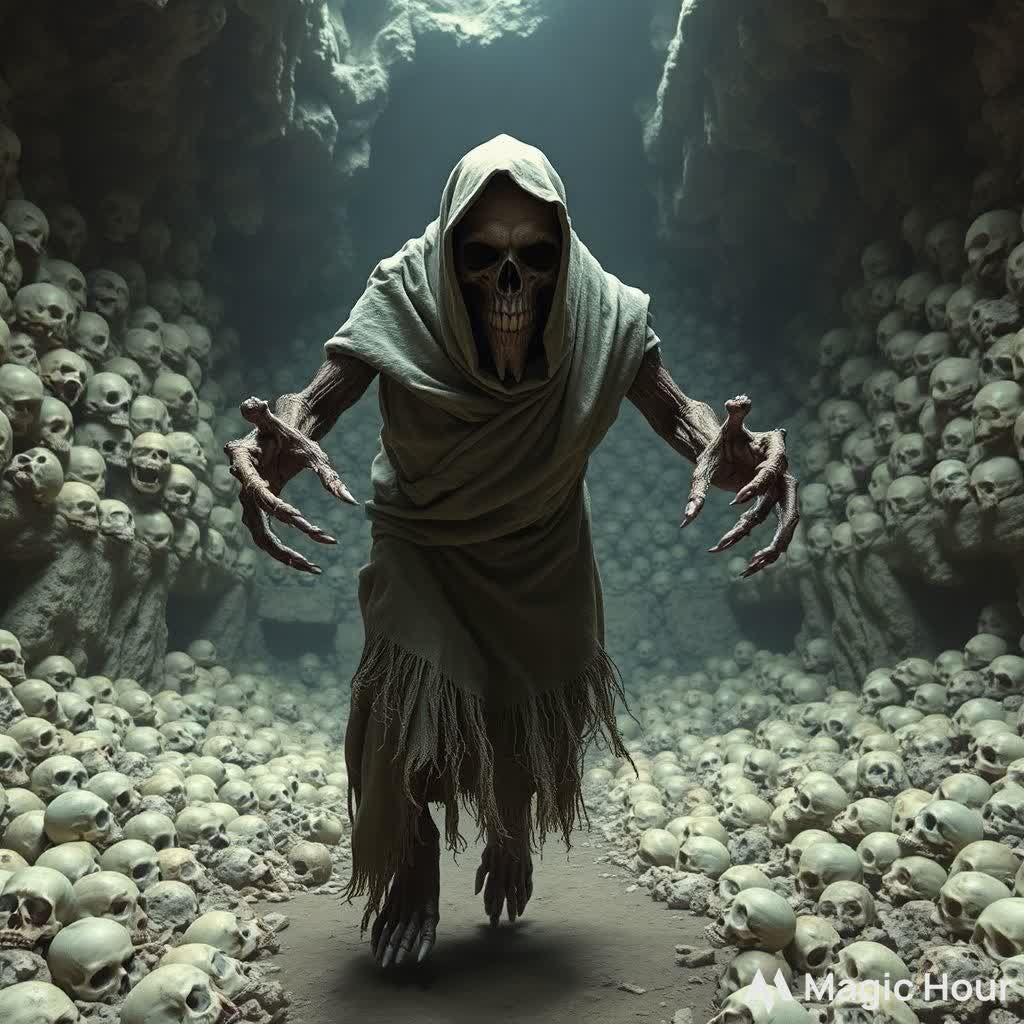 Very creepy fictional fantasy horror art creation of the underground well boss enemy hand monster from the legend of Zel...