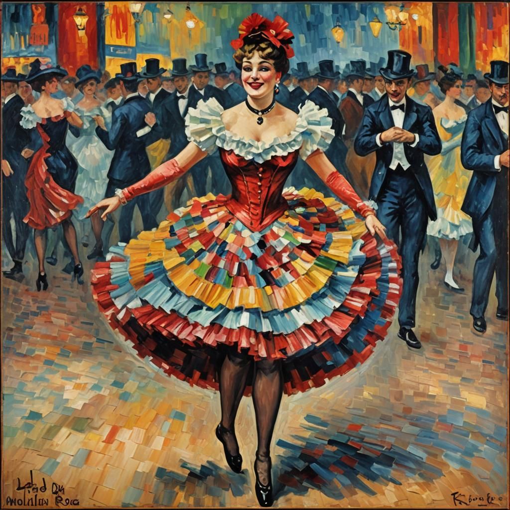 Danseuse de french cancan. Cabaret du Moulin rouge 1900