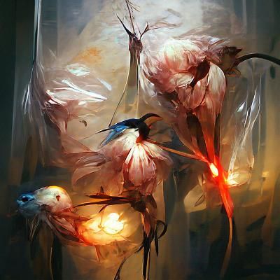 angelarium of flowers birds glowing