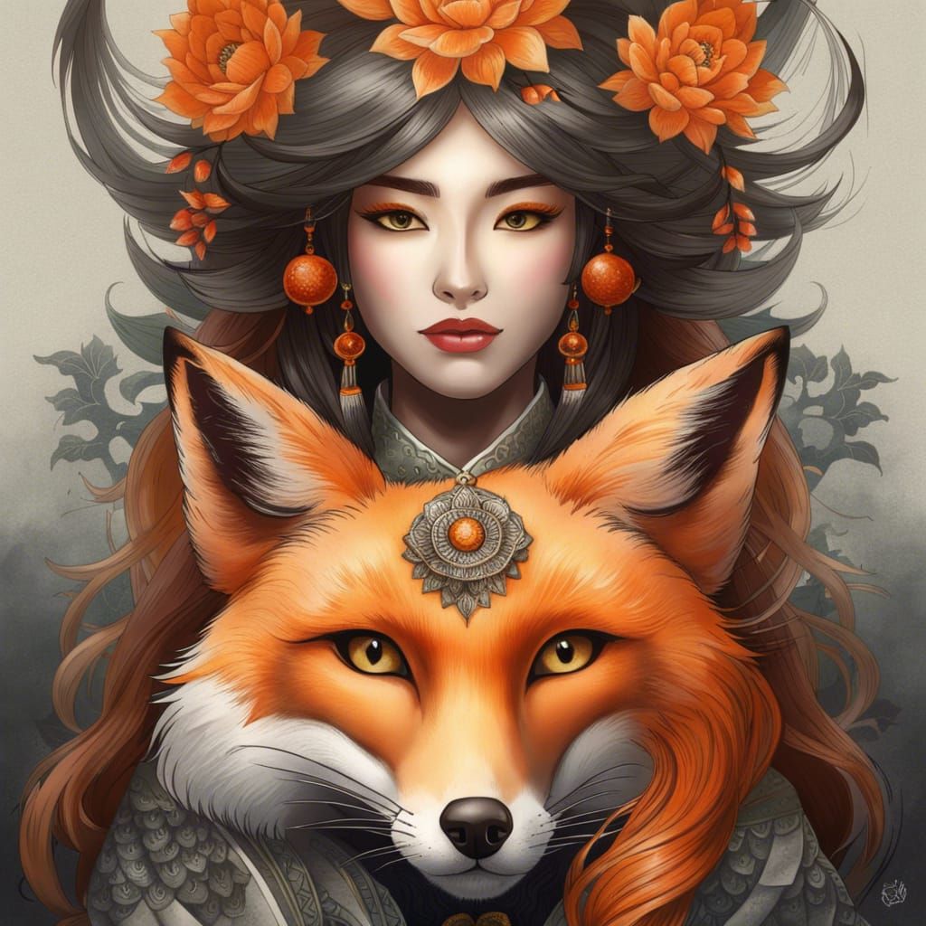 Kitsune Queen #6 - AI Generated Artwork - NightCafe Creator