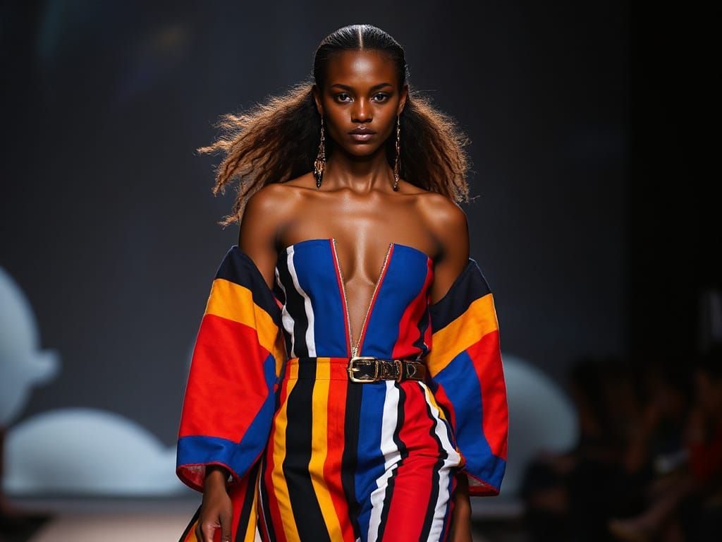 proud fashion-forward model on the runway.  by @Joris