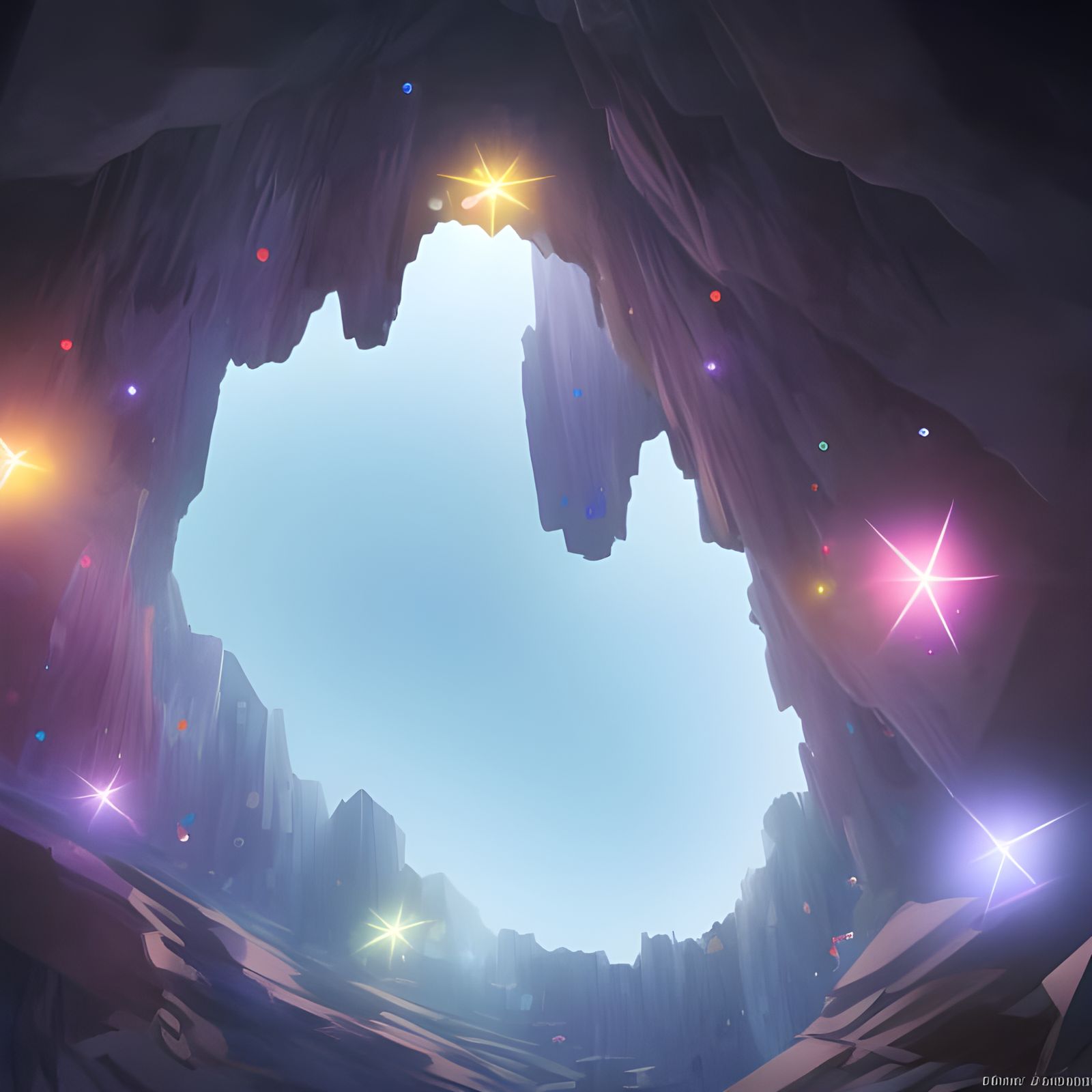 Cave with gems   by @CatFriend