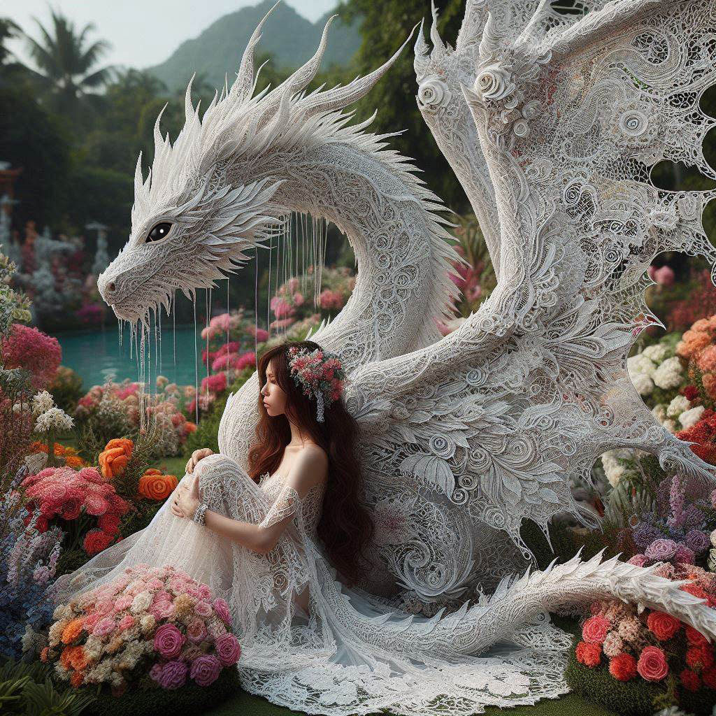 White Lace Dragon with her keeper