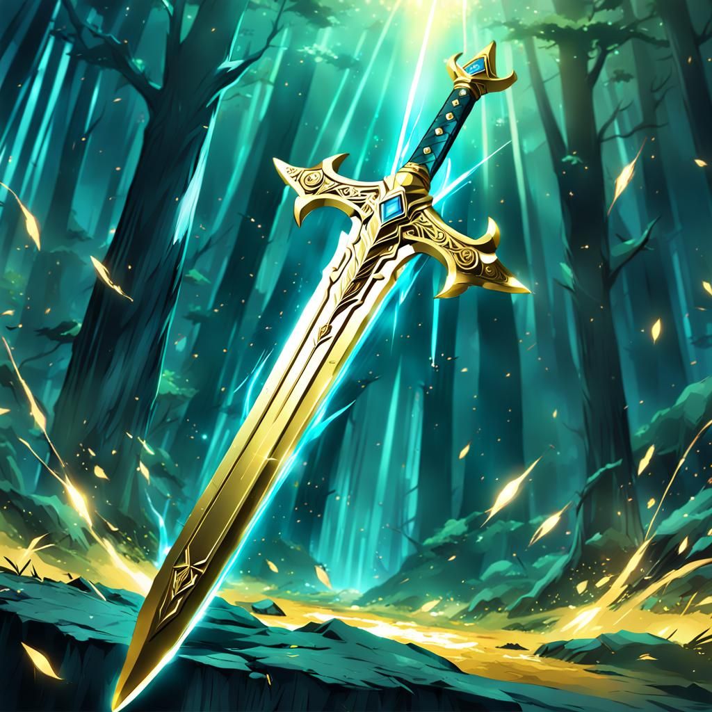 Fantasy holy gold sword