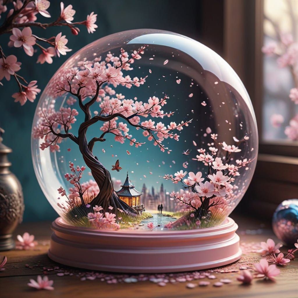 Whimsical Snow Globe Paper Art in Soft Pastel Hues