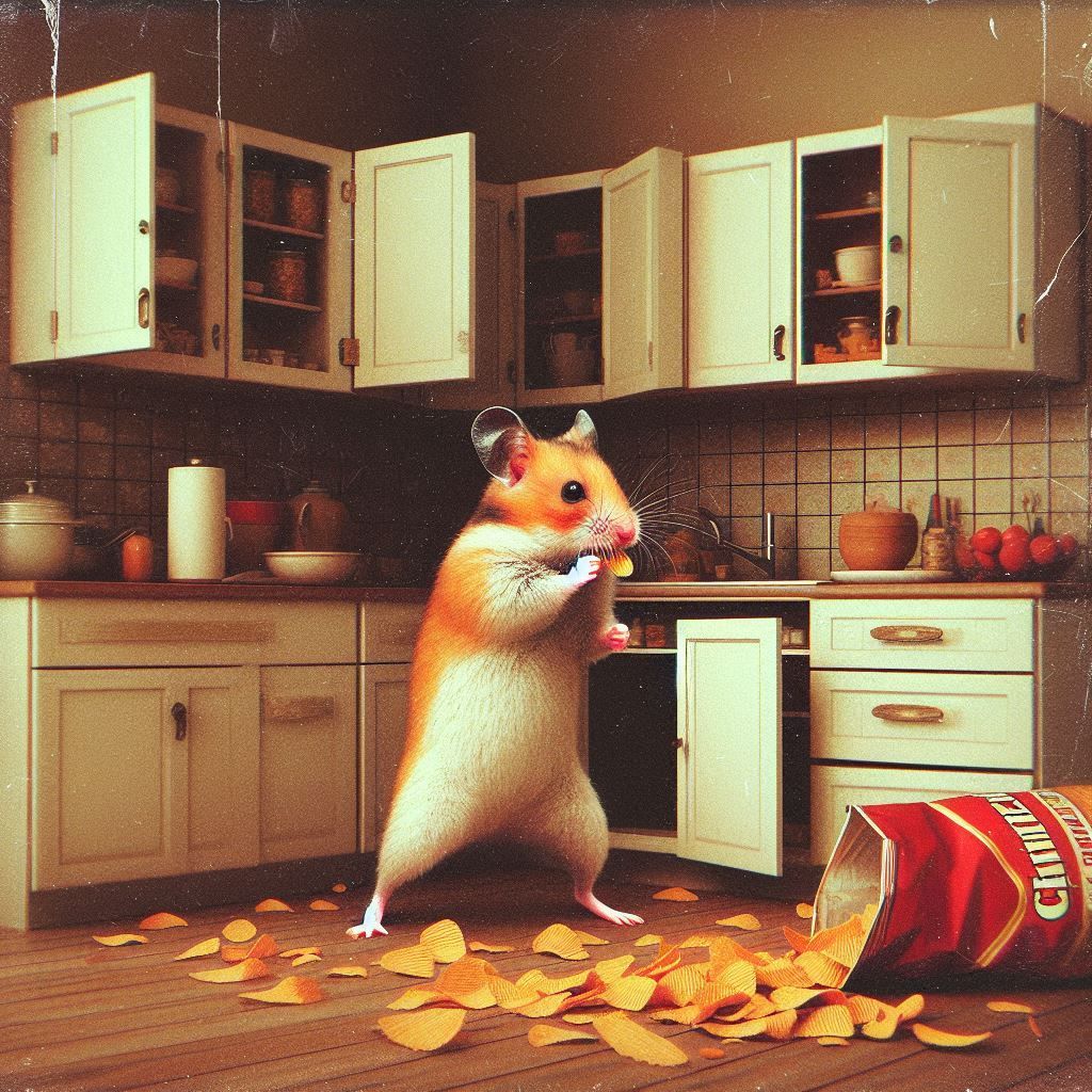 Messy kitchen, hamster edition 🤭