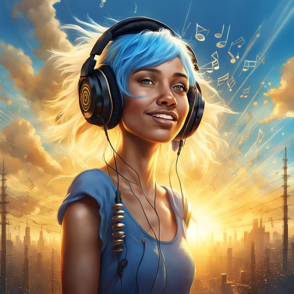 Girl with headphones 2 AI Generated Artwork NightCafe Creator