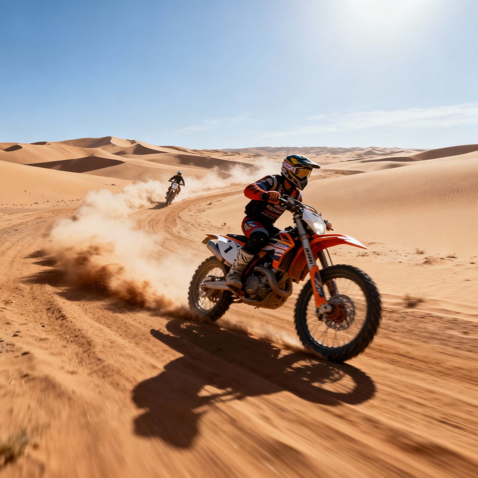 Desert Motorcycle Race in Action Photography Style