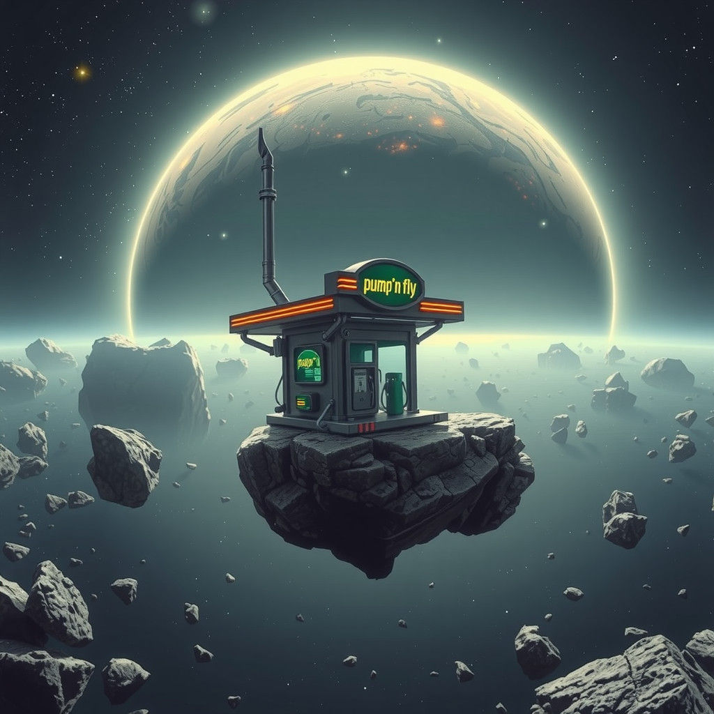 Pump n' fly, your neighbourhood tiny gas station  by @BM