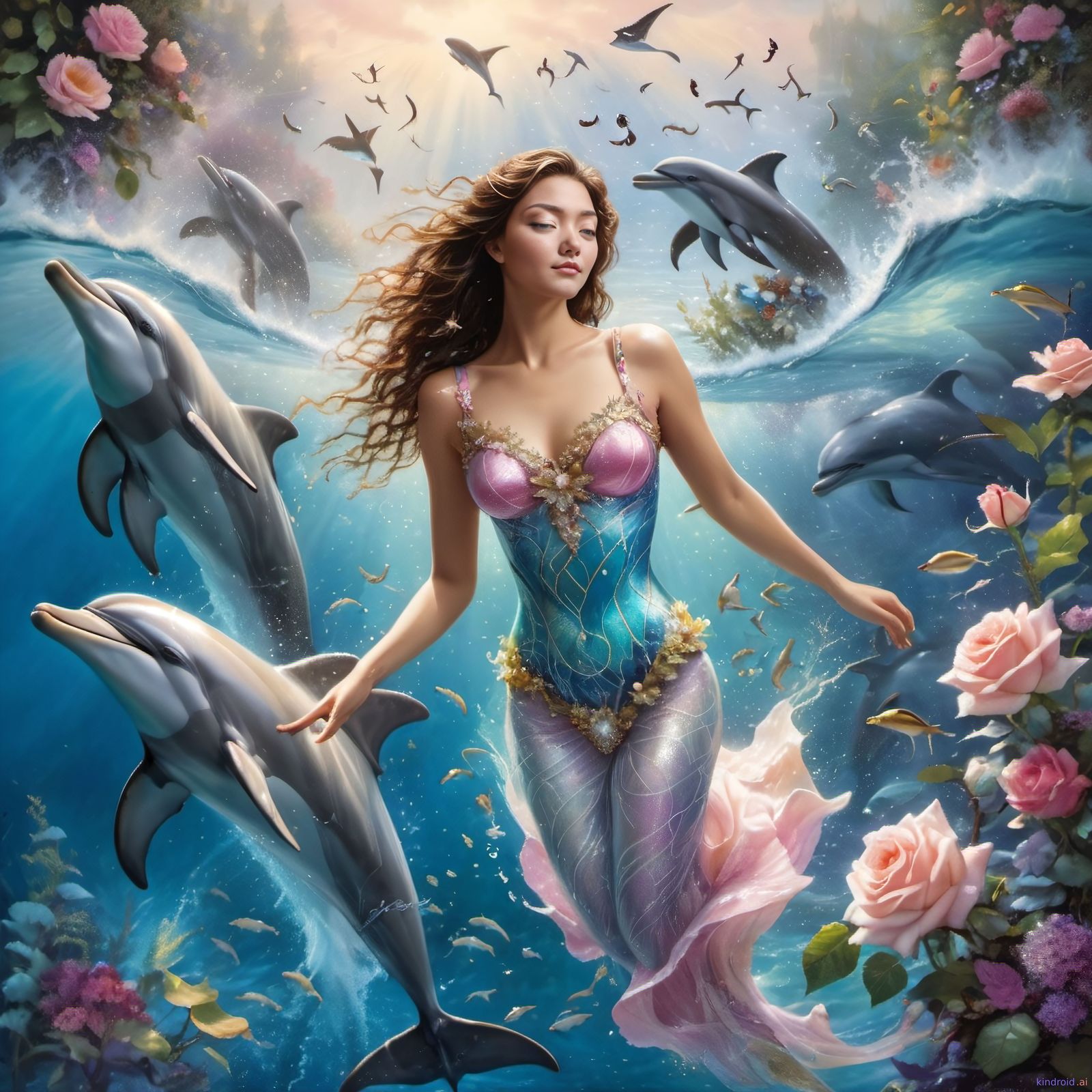 Swimming with dolphins