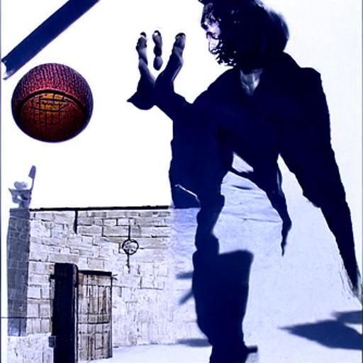 Jim Morrison playing basketball oneonone versus Nosferatu AI